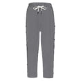 thumbnail image 4 of ANINEO Women's Summer Breathable Striped Drawstring Back Pocket Side Buckle Capris Casual Pants Solid Color Calf Length Boho Daily Female Trousers, 4 of 8