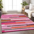 thumbnail image 5 of HomeRoots 675758 5 x 8 ft. Blush Orange & Gray Striped Washable Machine Made Rectangle Area Rug with UV Protection, 5 of 9
