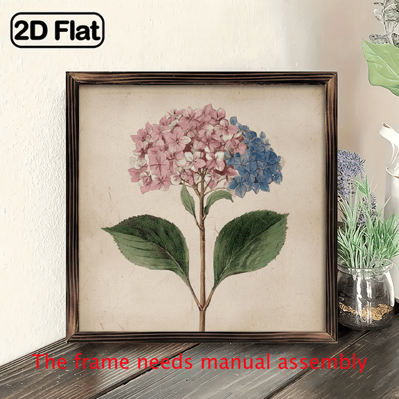 20X20 cm 2D Flat Canvas Images with Wooden Frames for Bedroom Wall Decoration, Featuring Floral Designs Suitable for Farmhouse Decor