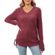 thumbnail image 1 of Gibobby Playera Termica Para Mujer 2023 Camiseta holgada abotonada para mujer con cuello redondo y mangas largas para Otoño/Invierno（Rojo， S), 1 of 5
