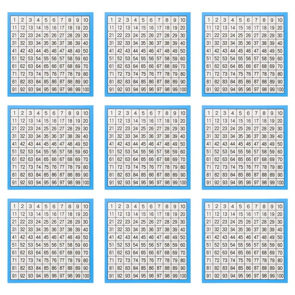 CTIRCHIU 10 Sheets Hundreds Chart Math Clear Design Multi Paper