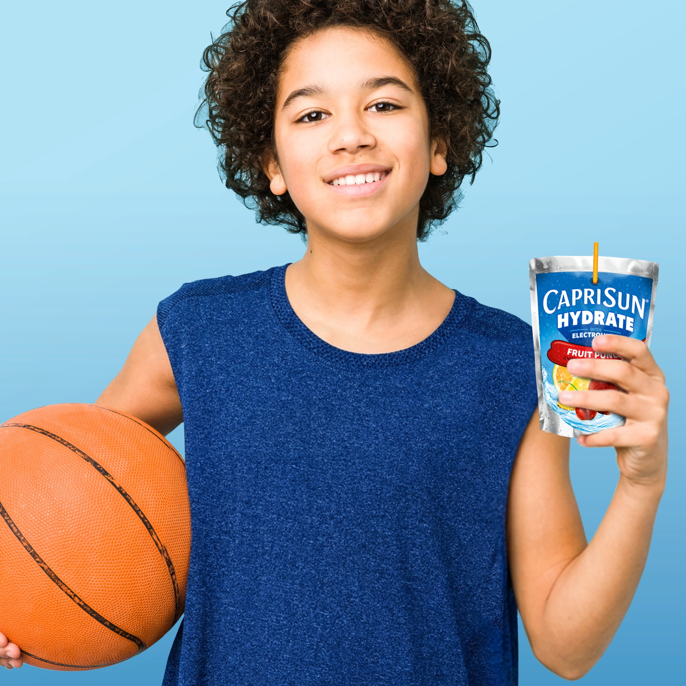 (4 pack) Capri Sun Hydrate with Electrolytes Flavored Drink with Other Natural Flavor, 10 Pouches, for On-the-Go Hydration and School Lunches, Fruit Punch, Good Source of Vitamin E, 6 oz