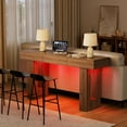 thumbnail image 4 of PAKASEPT 63-Inch Long Console Table with Colorful LED Lights and 3 Drawers, Wooden Rectangular Sofa Table Behind The Couch, Farmhouse Entryway Table for Entrance, Hallway, Living Room, 4 of 9