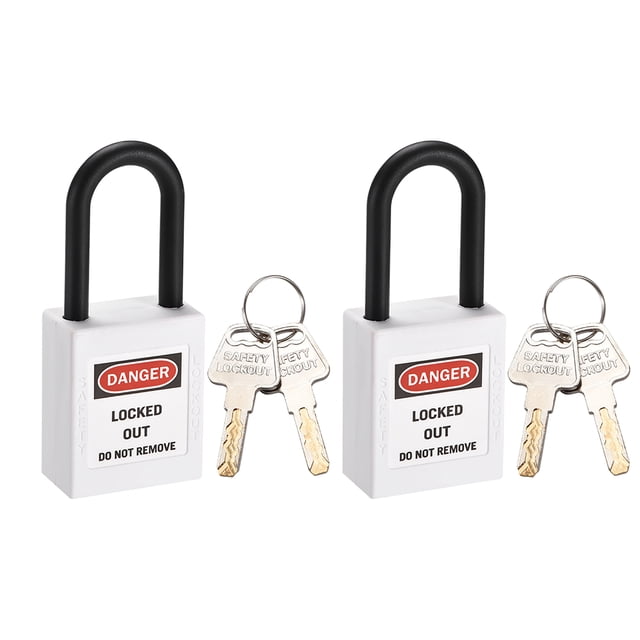 Candados de bloqueo y etiquetado Unique Bargains de 1.5" con llave diferente, 2 piezas, nylon blanco
