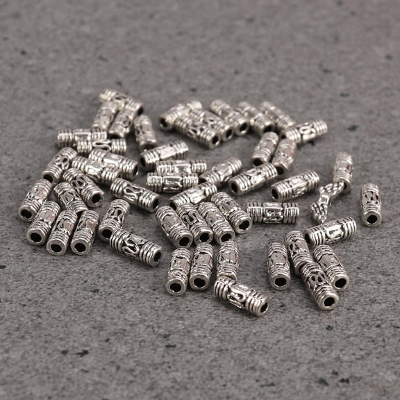 ROMANSENTIAL 50Pcs Grey Plated Silver Spacer Beads for Jewelry Making Handicraft Projects