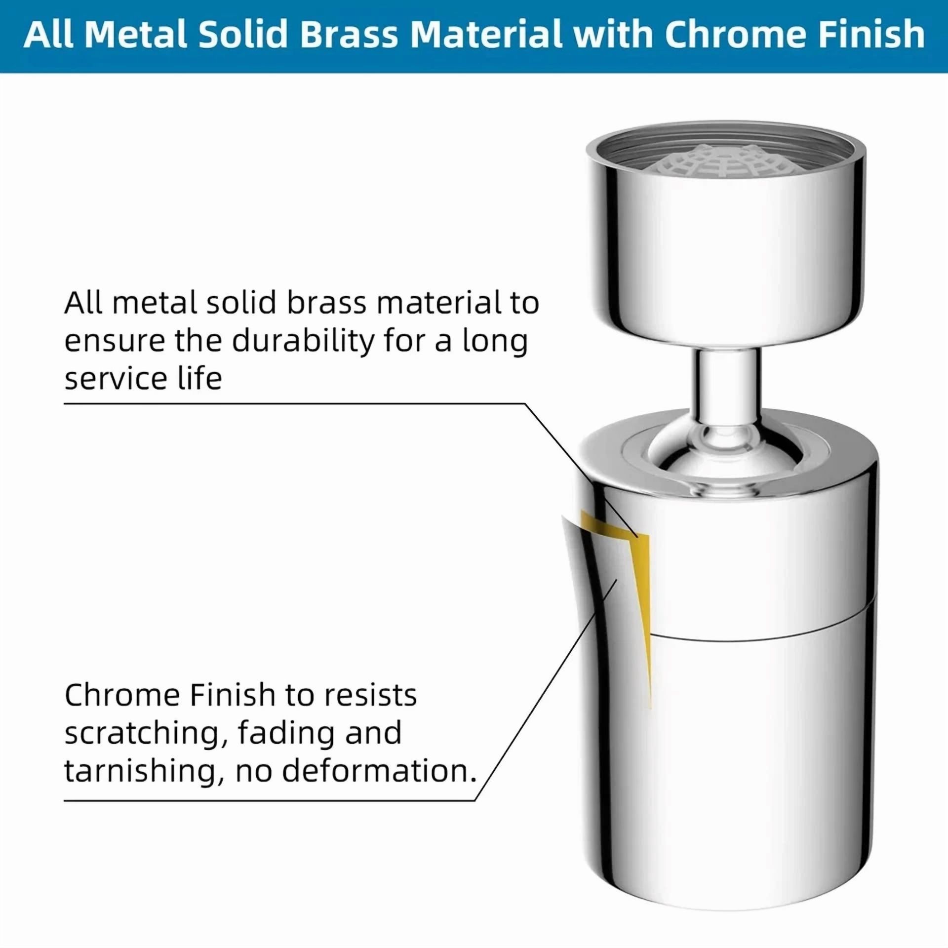 CRESTIN- Faucet Aerator,360° Swivel Kitchen Sink Aerator, 2-Flow Sprayer Stainless Steel