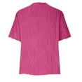 thumbnail image 6 of JUUYY Women's Textured Tops Short Sleeve Blouse Crewneck Shirts Solid Tunic Summer Basic Tees Work Loose Casual Outfits Hot Pink XXL, 6 of 8