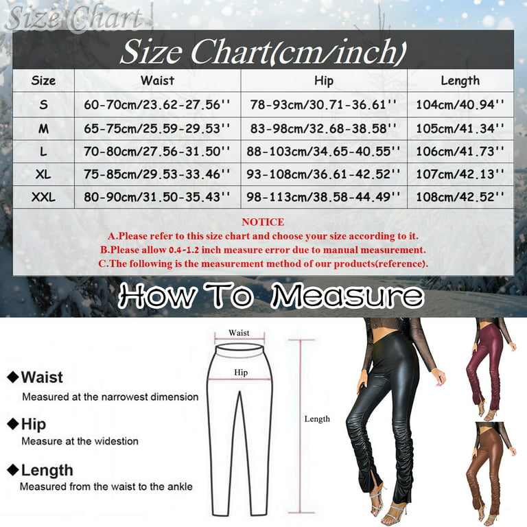 HSMQHJWE Womens Leather Pants Size 8 Catsuit For Women Womens High Waisted  Slim Leather Pants Casual Stretch Trousers Leather Pants Side Slit Elastic