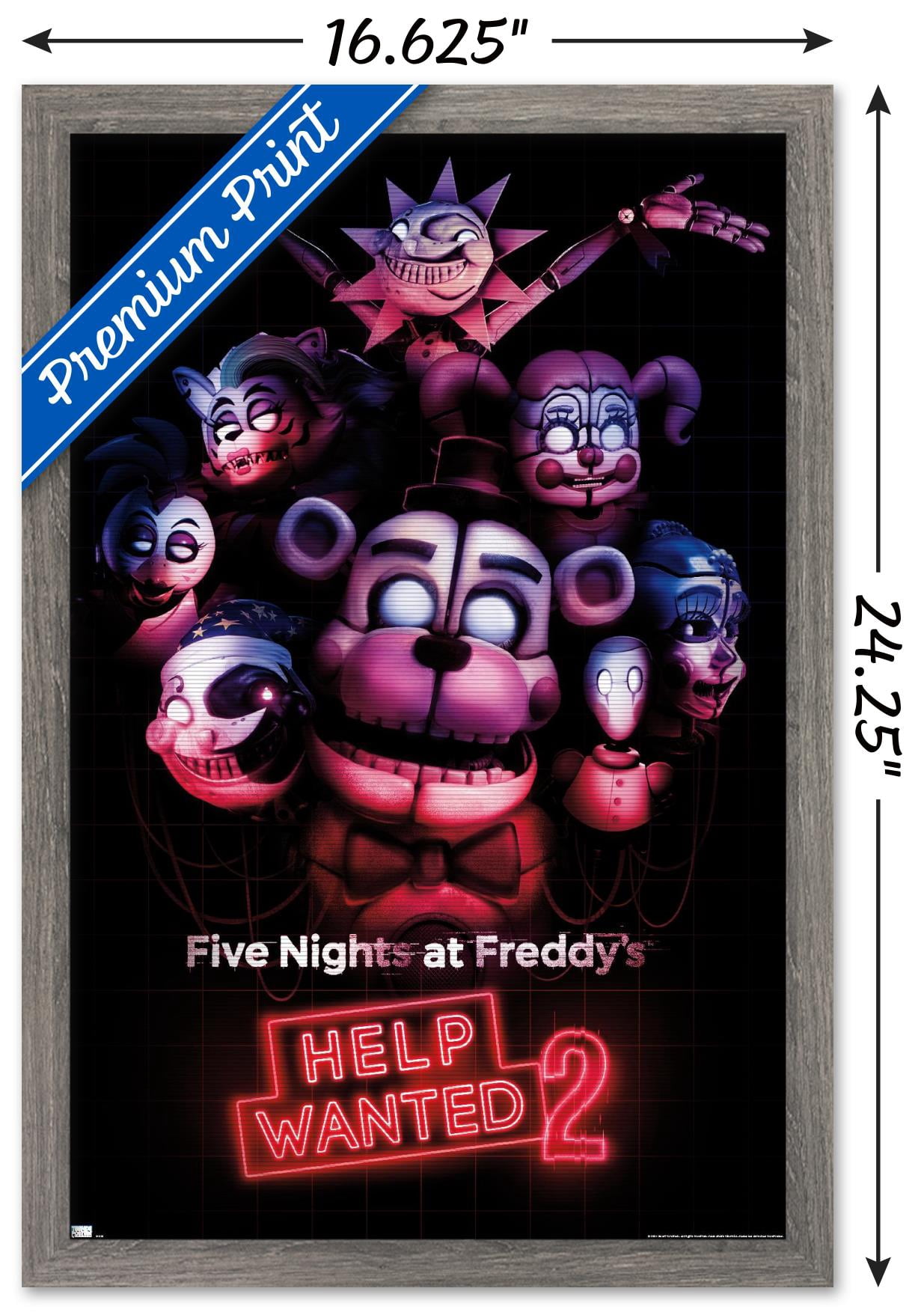 Five Nights at Freddy's: Help Wanted 2 - Key Art Wall Poster, 14.725" x 22.375" Framed