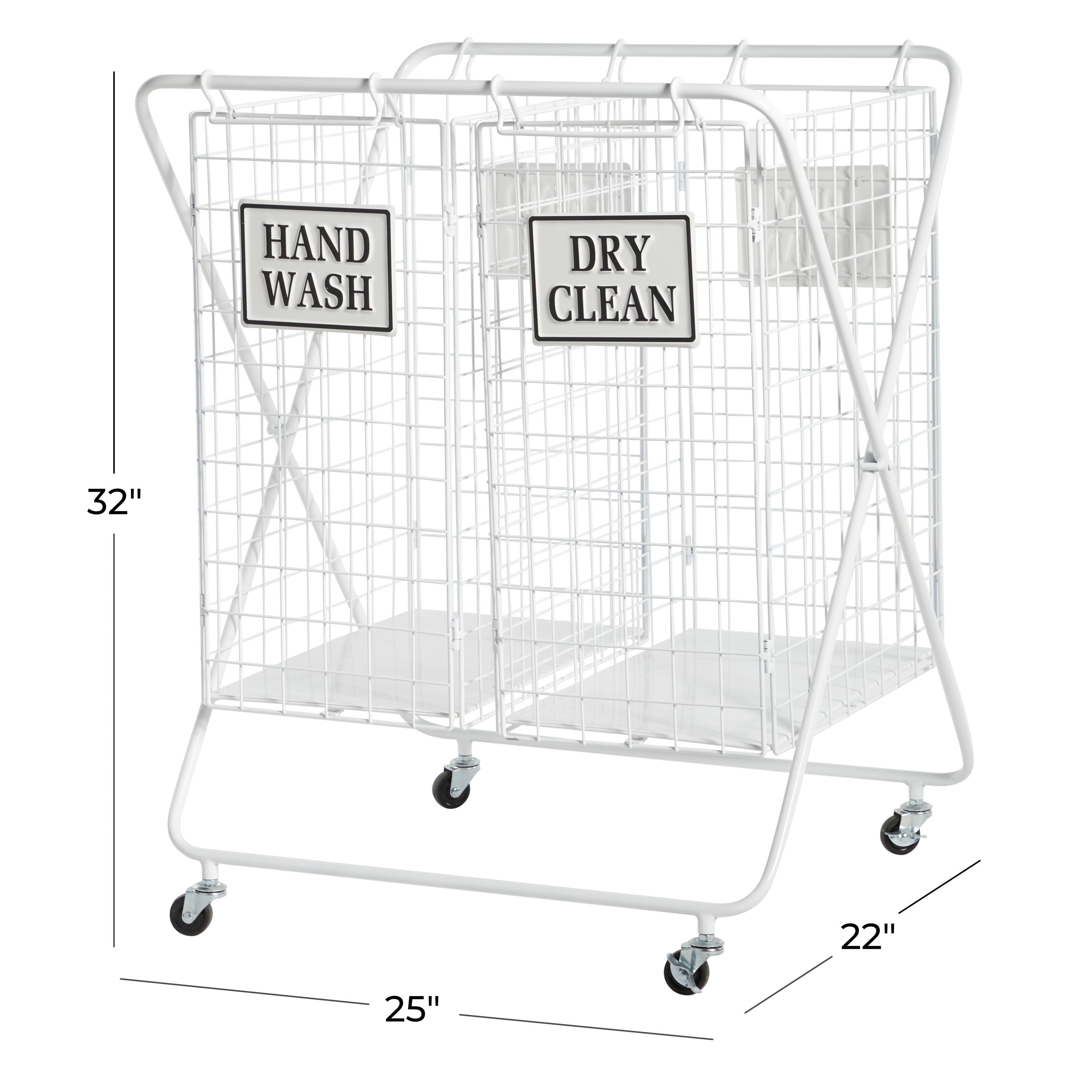 DecMode 25" x 32" White Metal Farmhouse Storage Basket, 1 - Piece