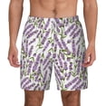 thumbnail image 2 of Picia Lavender Flowers pattern Mens Swim Trunks with Compression Liner Stretch Beach Shorts Quick Dry with Zipper Pockets No-Chafing Board Shorts-Medium, 2 of 9