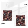thumbnail image 3 of DouZhe Reusable Grocery Bags, Vintage Red Skull Flowers Lightweight Polyester Canvas Cloth Tote Bag for Travle Gym Shopping School, 15" x 16", 3 of 7
