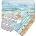 thumbnail image 5 of Summer Beach Sea Gull Bath Rug Sets 3 Piece Marine Animals Starfish Crab Conch Shell Blue Ocean Bath Mat Soft Non Slip Water Absorbent U-Shaped Contour Toilet Mat, Toilet Lid Cover, 5 of 6