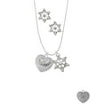 thumbnail image 2 of Delight Jewelry Silvertone Faith Rocks on AB Crystal Heart Silver tone Snowflake Charm Necklace and Stud Earrings, 2 of 4