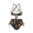 thumbnail image 5 of Xoenoiee Mushroom Butterfly Moon Leaves Print Bikini Sets for Women Two Piece Women's Bathing Suits V Neck Spaghetti Strap Cheeky Swimsuit with Drawstring Tie Side Bottom, 3XL, 5 of 7