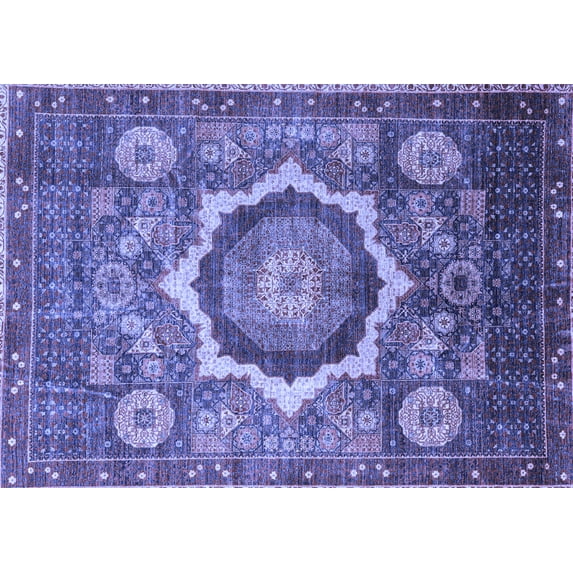 Ahgly Company Indoor Rectangle Abstract Blue Modern Area Rugs, 2' x 5'
