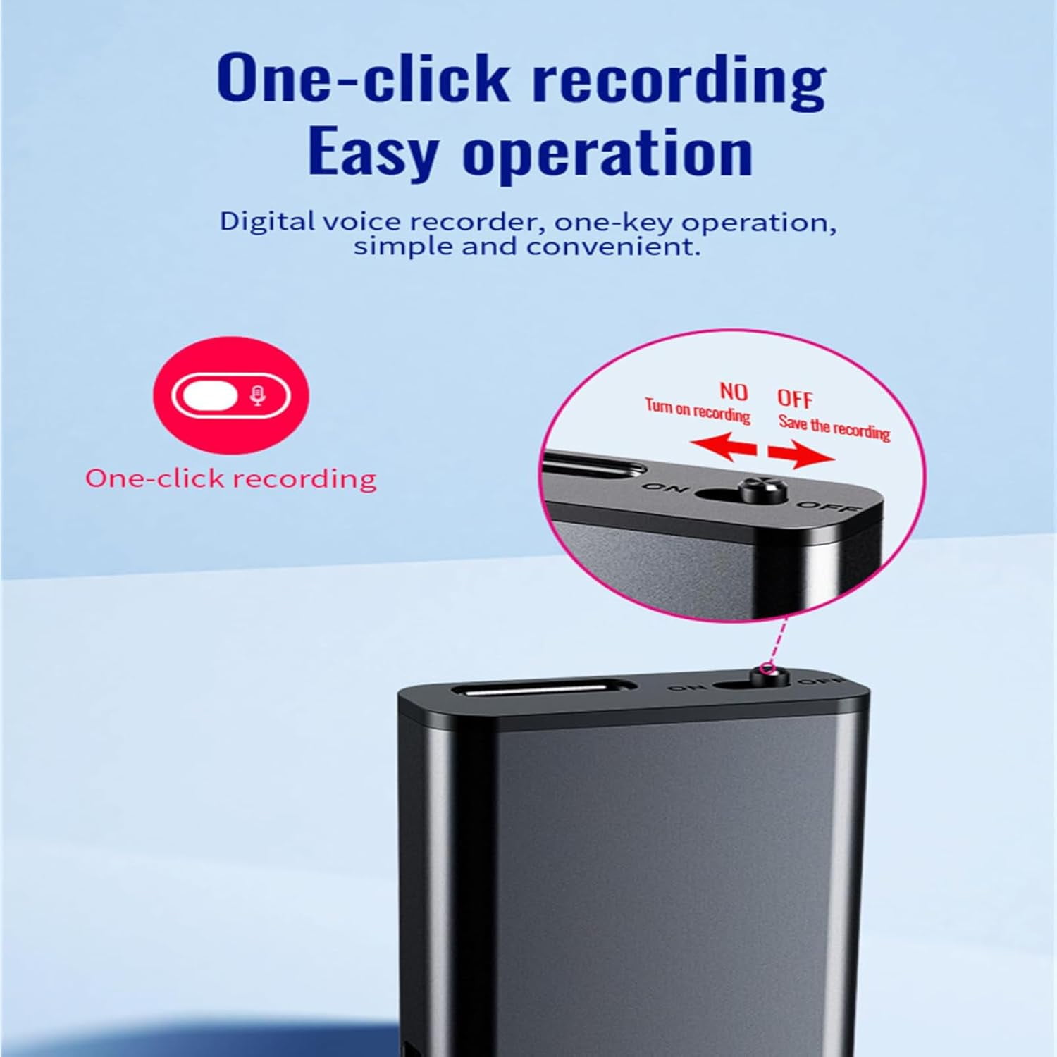 Recordix Magnetic Voice Recorder, Mini Magnetic Voice Recorder with Playback, Smart Voices Recorders for Lectures Meetings Interviews Travel Business