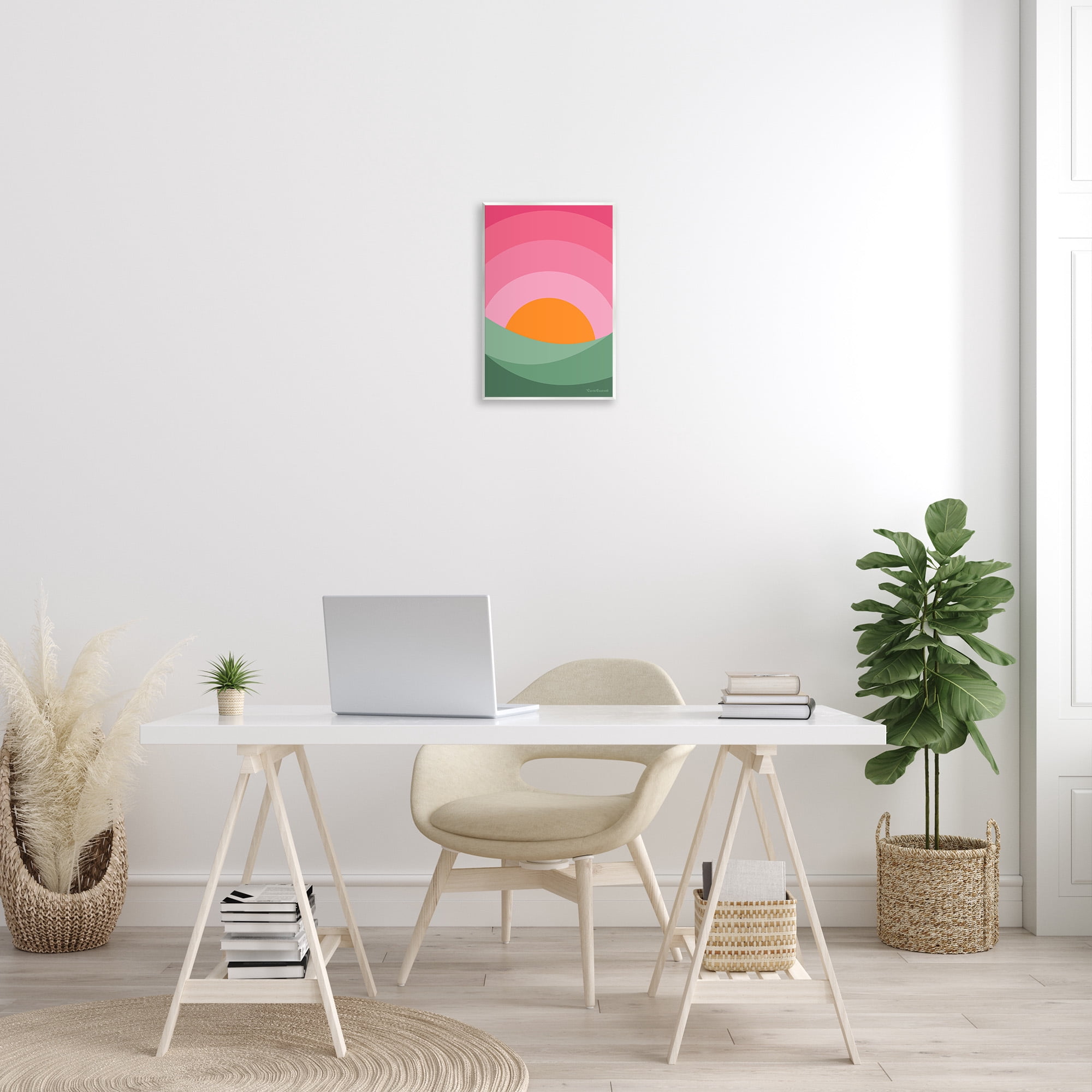 Stupell Industries Green & Pink Landscape Landscape Painting Unframed Art Print Wall Art, 13 x 19