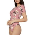 thumbnail image 2 of Haiem Rose Flowers Women's Crew Neck Short Sleeve Bodysuit Tops Stretchy Slim Basic-Small, 2 of 9