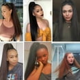 thumbnail image 7 of Benehair Clip in Hair Extensions as Human Drawstring Yaki Ponytail Real Long Thick Hair Piece for Woman Dark Brown, 7 of 7