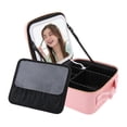 thumbnail image 1 of Milaget Travel Makeup Train Case with Mirror and Lights Cosmetic Bag Portable Pink, 1 of 9