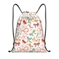 thumbnail image 1 of Kdxio Colorful Bow Knots Pattern Drawstring Bag for Gym Sports School Travel Lightweight Sackpack with Adjustable Cords Waterproof Fabric-Small, 1 of 6