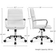 thumbnail image 4 of Yaheetech Mid-Back PU Leather Adjustable Office Chair with Arms, White, 4 of 8