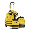 thumbnail image 1 of KFFKFF Ensemble de Bagages pour Enfants, 5 Pcs, Valise Rigide à Roulettes de 18 Po avec Sac à Dos et Oreiller en Forme de U, Ensemble de Bagages Cabine pour Enfants avec Abeille, 1 of 9