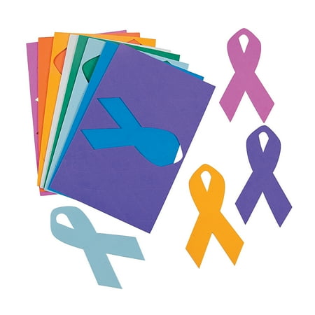 Fun Express - Cancer Awareness Foam Ribbon Shapes - Craft Supplies - Foam Shapes - Jumbo - 24 Pieces