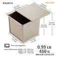 thumbnail image 3 of CHEFMADE Square Pullman Loaf Pan with Lid, 1Lb Dough Capacity Non-Stick Rectangle Flat Toast Box for Oven Baking 5.7" x 5.7"x 5.2"(Champagne Gold), 3 of 9