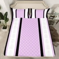thumbnail image 2 of jejeloiu Modern Abstract Geometric Full Size Sheets,Retro Victorian Floral Bed Sheets,Purple Ruombus Stripe Sheet Sets For Men Women,Ultra Soft Home Decor,4pcs, 2 of 7