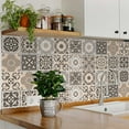 thumbnail image 3 of Mi Alma Gray Brown Floral Peel & Stick Vinyl Backsplash Tiles 5x5, 24 pcs, 3 of 11