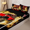 thumbnail image 3 of Castle Fairy Neon Off-Road Truck Zipper Twin Comforter Sets with Fitted Sheet and 2 Pillowcases,Lightning Flame Design Zipper Bedding Set for Bedroom,Red Orange,4-Piece,Black Reversible, 3 of 6