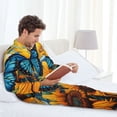 thumbnail image 6 of Salouo Colorful Cloud Butterfly Sunflower Print Button-Front Long Sleeve Pajama Set for Men, Soft 2Pjs Men's Long Sleeve Sleepwear-Large, 6 of 7