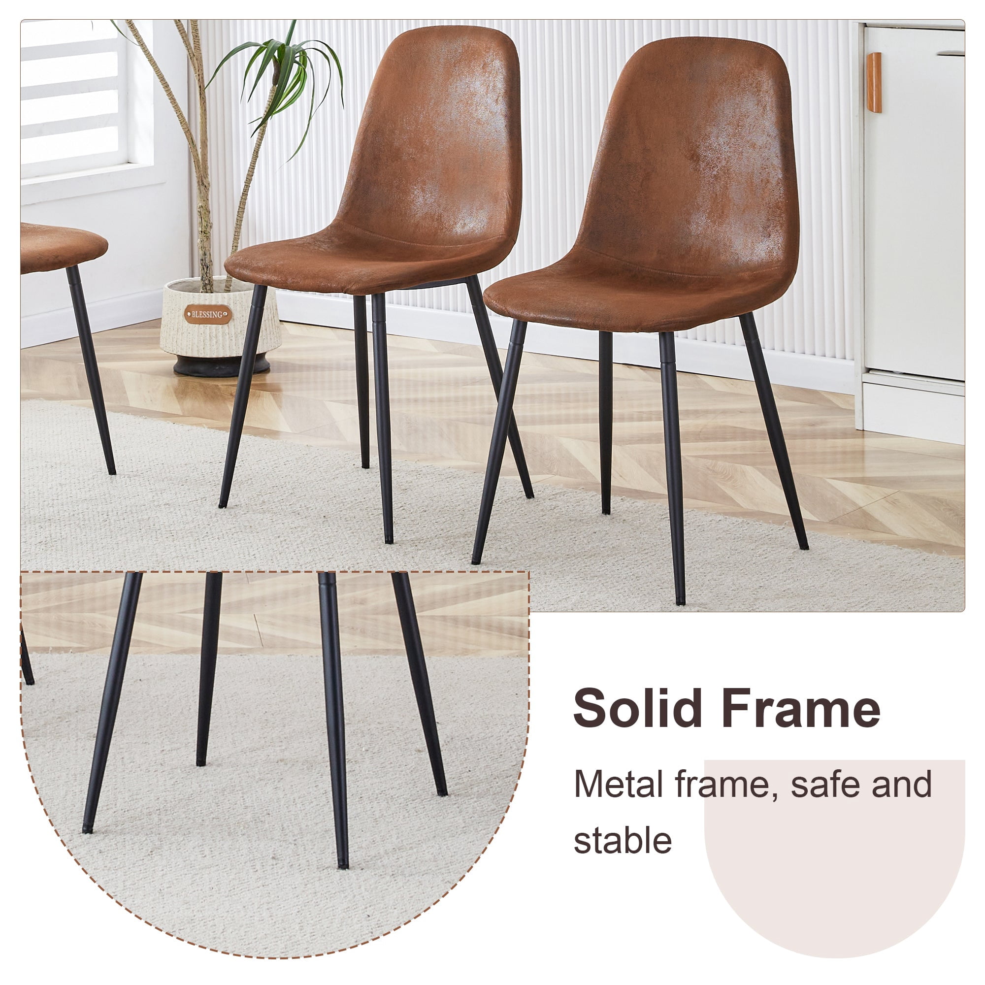 Sailvan Expandable Dining Table Chair Set, 59-71 Inch Pull-Out MDF Table with Linen-Cotton Chairs