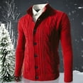 thumbnail image 3 of Men Sweater Coat Solid Color Stand Collar Cardigan Single breasted Soft Warm Elastic Neck Men Coat for Daily Wear, 3 of 7