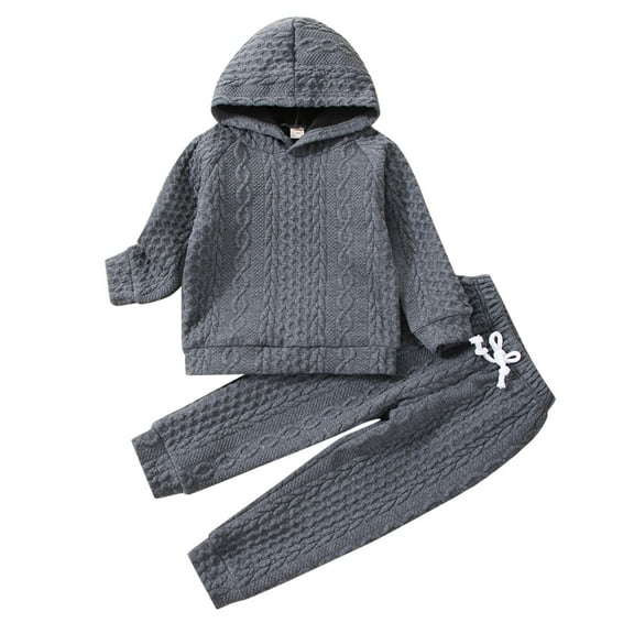 Sngxgn Baby Boys Toddler Sweater Knit Top and Pant Set(Grey,90)