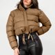 thumbnail image 1 of Ailaofu Women's Puffer Stand Collaraist Zipper Jackets Winter Warm Down Jacket Coat, 1 of 7