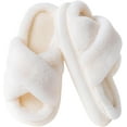 thumbnail image 1 of Womens Slippers Fluffy Slippers Ultra Soft Open Toe Fuzzy House Slippers Plush Fur Slippers Memory Foam Slippers for Womens Thick Sole, 1 of 6