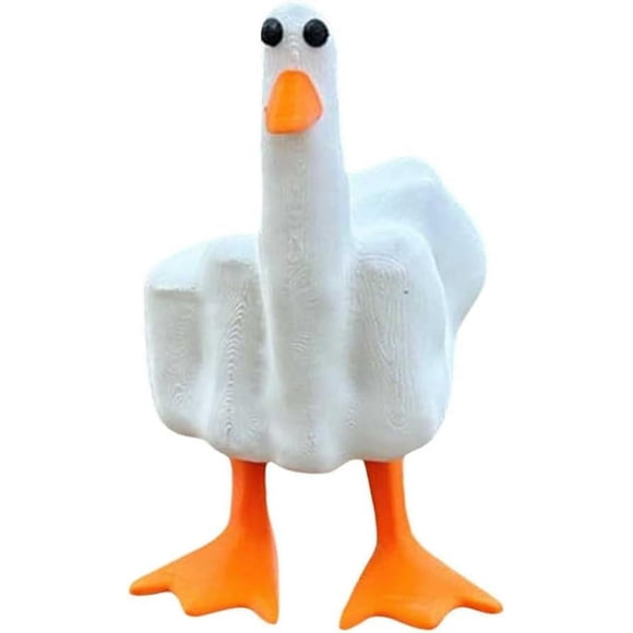 Estatua de jardín Gladyell divertida con el dedo medio de un pato de resina, 17 cm