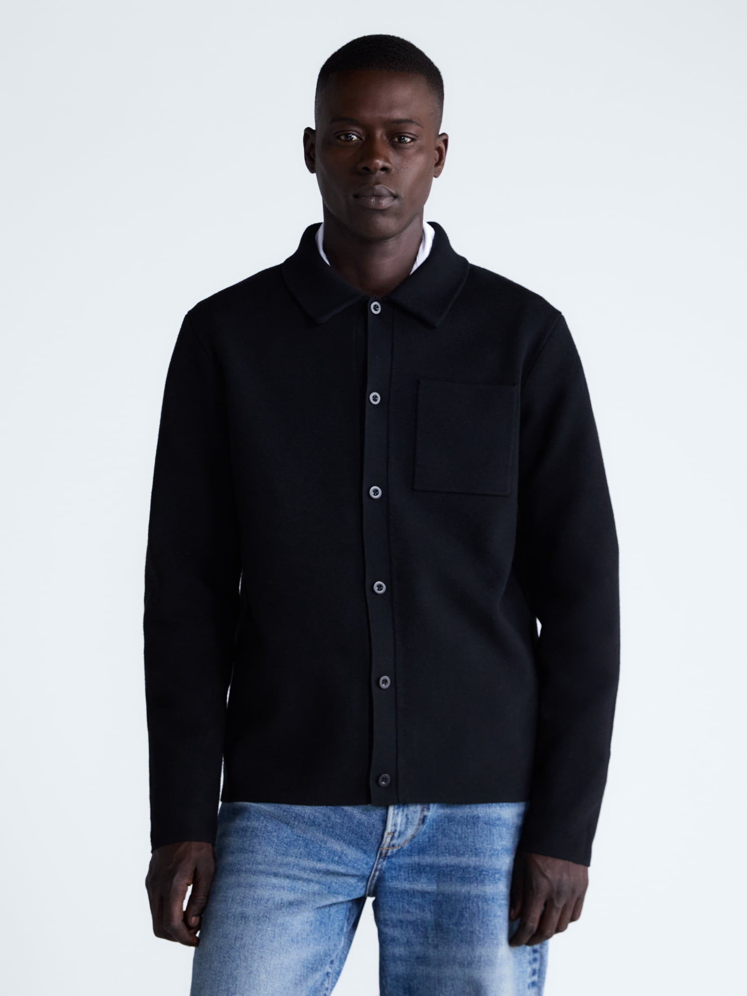 Free Assembly Men's Cozy Yarn Cardigan Sweater with Long Sleeves, Sizes XS-3XL