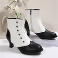 thumbnail image 5 of Willtoo Low Heel Ankle Boots for Women Comfortable Closed Round Toe Two-Toned Short Boots Chunky Heel Booties with Side Zipper Fall Winter Dress Shoes, 5 of 6