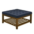 thumbnail image 6 of GZXS Oversized Square Ottoman Coffee Table with Storage Shelf, Upholstered Tufted Linen Top, Solid Beech Wood Base for Living Room (Navy Blue), 6 of 9