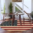 thumbnail image 4 of American Flag Round Area Rug 5 FT, Non Slip Bedroom Rugs, Vintage Red BlueUSA Flag Washable Soft Circular Carpet Non-Shedding Floor Mat for Kitchen Dining Room Foyer Balcony Dorm, 4 of 8