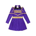 thumbnail image 5 of YIZYIF Kids Girls Cheer Leader Dance Dress Long Sleeve Cold Shoulder Team Uniform Dance Costume Outfit Purple 12, 5 of 7