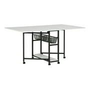 Sew Ready Mobile Fabric Cutting Table with Storage 30 H in Charcoal/White