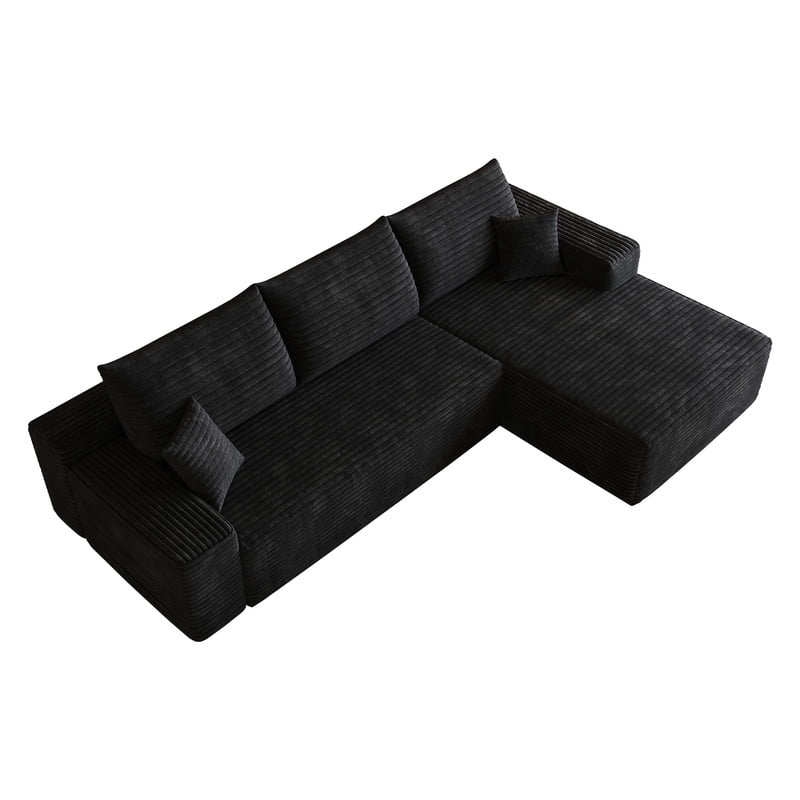 107" Cloud Sectional Sofa with Right Facing Chaise, Modern Modular Deep Seat Couch, Plush Corduroy Upholstered Sofa for Living Room, Bedroom & Apartment, No Assembly Required