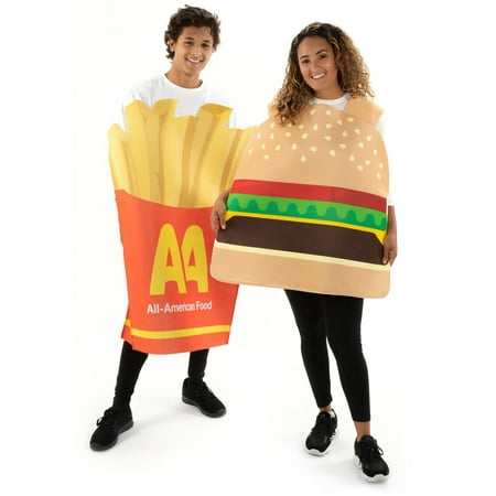 Hauntlook Burger & Fries Halloween Couple Costumes - Funny Unisex Food Suits for