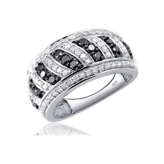 JewelersClub 0.925 Sterling Silver 1.00 Carat Black & White diamond Ring for Women | Diamonds for Everyday Womens Wear