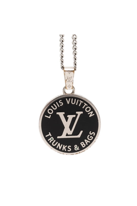 Pre-Owned Louis Vuitton Collier LV Award Chain Pendant Necklace M00911 Black Silver Metal...